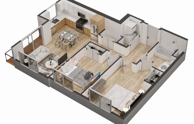 2 beds, 1 bath, 848 sqft, $1,995, Unit 215-STR