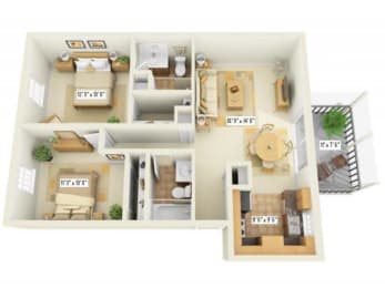2 beds, 2 baths, 960 sqft, $1,800