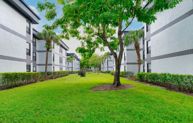 Apartment building exterior at Halcyon Apartments