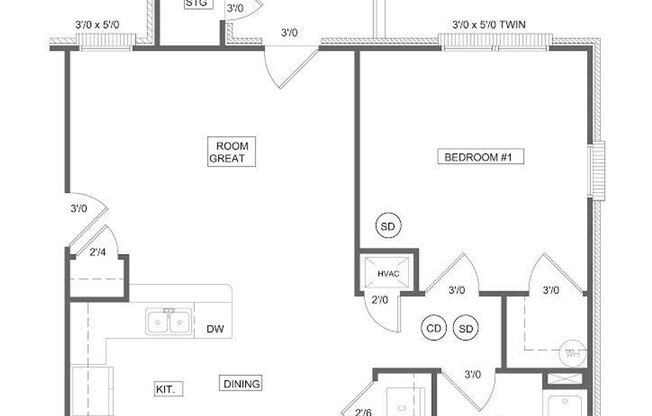 1 bed, 1 bath, 687 sqft, $775, Unit O17