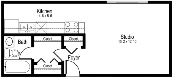 Studio, 1 bath, 375 sqft, $1,350