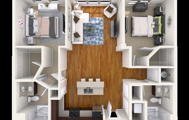 2 beds, 2 baths, 1,070 sqft, $2,162