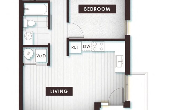 a floor plan of a home with a bedroom and a living room