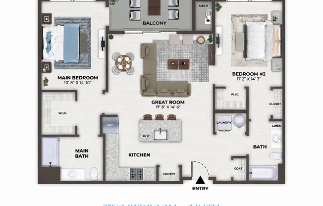 2 beds, 2 baths, 1,103 sqft, $3,295, Unit 1561