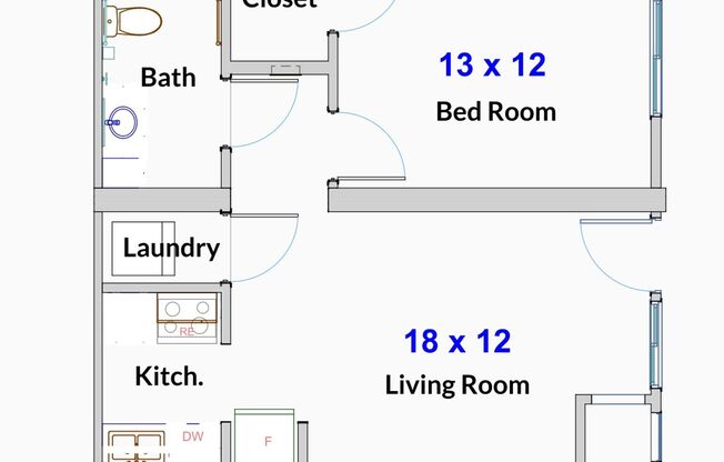 1 bed, 1 bath, 532 sqft, $1,250