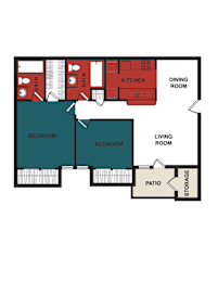 2 beds, 2 baths, 915 sqft, $1,411