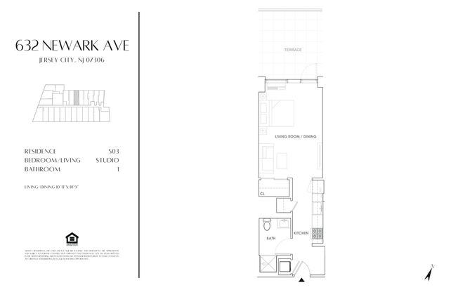 Studio, 1 bath, 474 sqft, $2,589, Unit 503