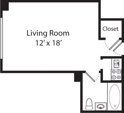 Studio, 1 bath, 372 sqft, $3,247, Unit 02J
