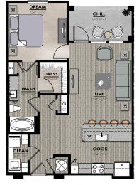 1 bed, 1 bath, 802 sqft, $1,965