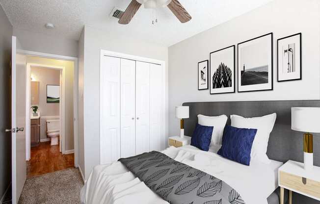 Bedroom with Closet at The Villas at Quail Creek Apartment Homes in Austin Texas