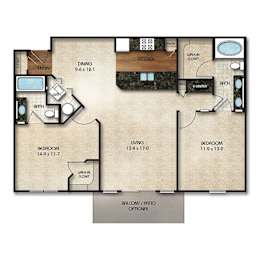 2 beds, 2 baths, 1,125 sqft, $1,731