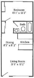 1 bed, 1 bath, 608 sqft, $1,240