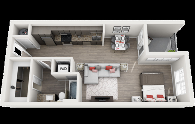 Studio, 1 bath, 640 sqft, $1,280