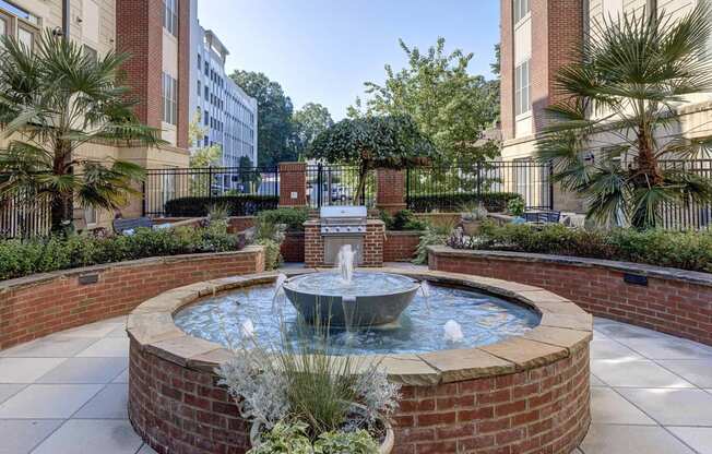 Courtyard with Fountain at 712 Tucker, Raleigh, NC