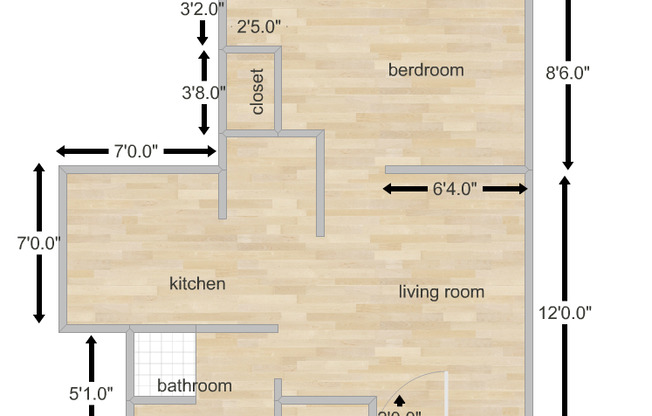 1 bed, 1 bath, 350 sqft, $835, Unit Unit 104