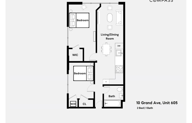 2 beds, 1 bath, $3,495, Unit 65