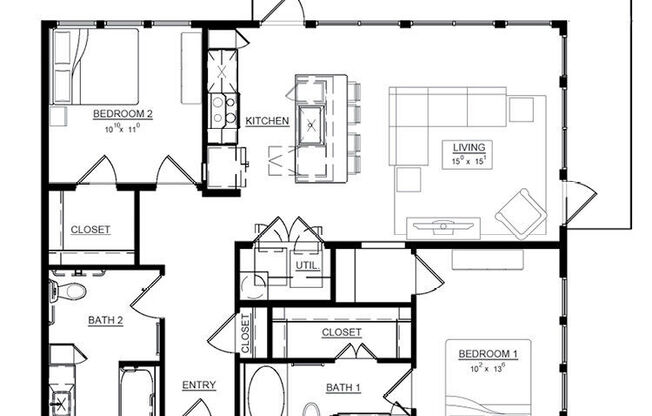 2 beds, 2 baths, 1,110 sqft, $2,175