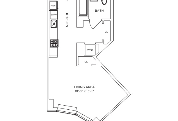 Studio, 1 bath, 480 sqft, $3,395, Unit 26N