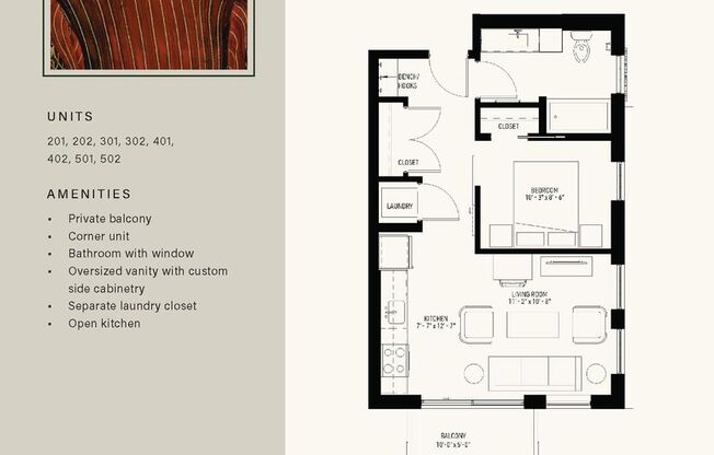 1 bed, 1 bath, 648 sqft, $1,737, Unit 501
