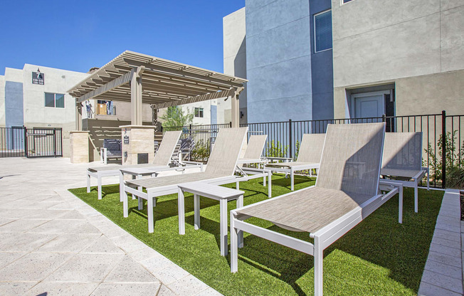 Pool patio at Senderos at South Mountain in Phoenix AZ September 2020