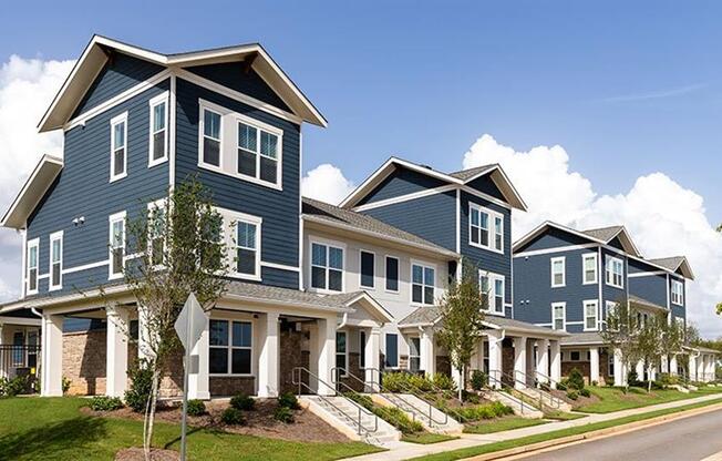 a row of houses on the side of a street at Promenade at Newnan Crossing, Newnan, GA