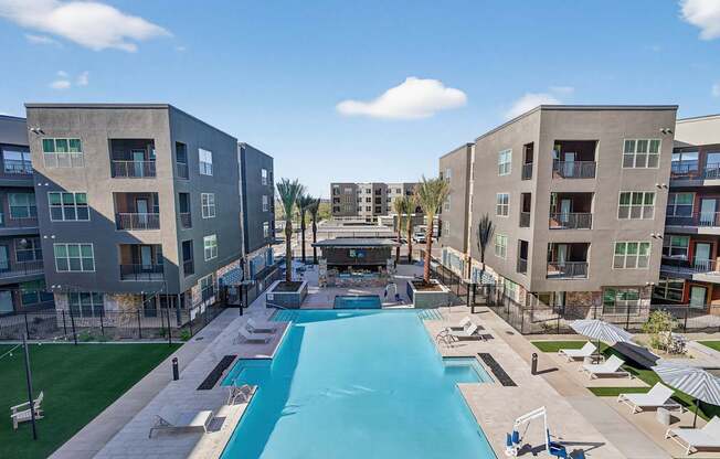 Large view of pool and courtyard