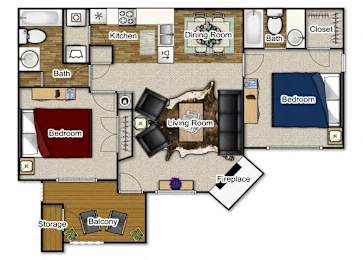2 beds, 2 baths, 950 sqft, $1,311