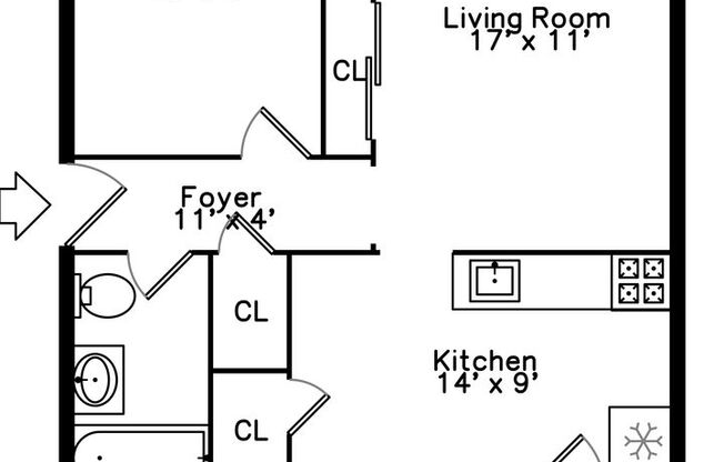 1 bed, 1 bath, 600 sqft, $1,250, Unit 508-3I