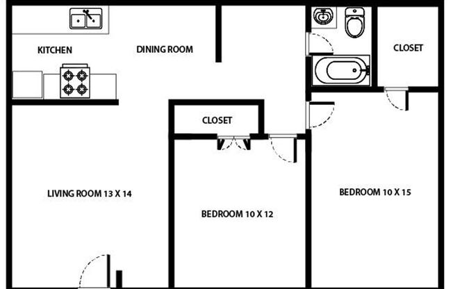 2 beds, 1 bath, 1,000 sqft, $900