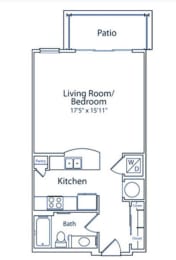 Studio, 1 bath, 579 sqft, $1,310