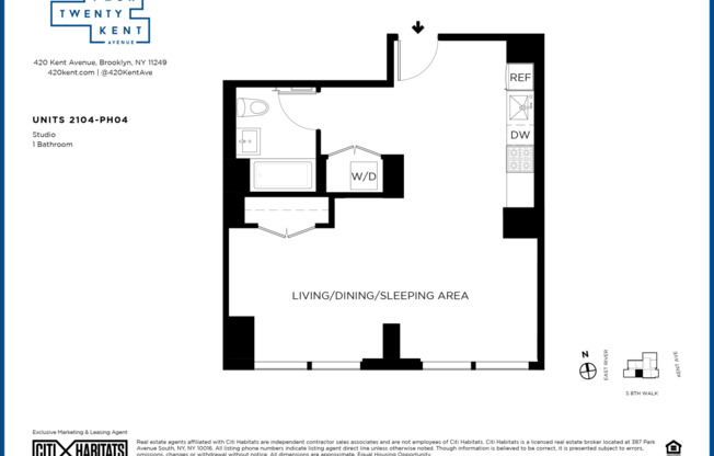Studio, 1 bath, $4,225, Unit 2204N