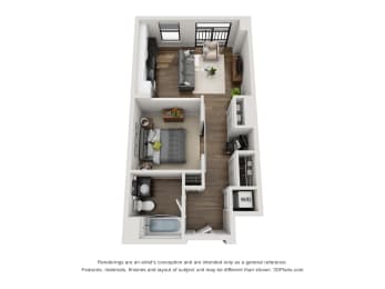 Studio, 1 bath, 554 sqft, $1,915