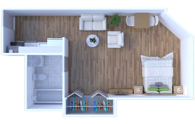 Studio, 1 bath, 450 sqft, $1,225