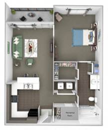 1 bed, 1 bath, 697 sqft, $1,701