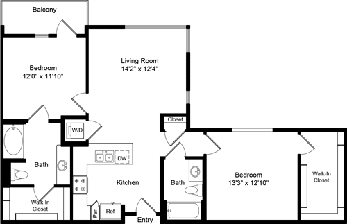 2 beds, 2 baths, 1,085 sqft, $3,468, Unit 1224