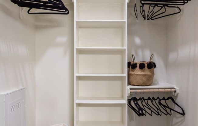 walk in closets with shelving units