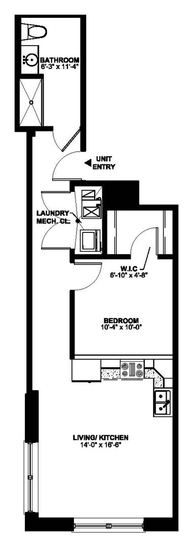 1 bed, 1 bath, 690 sqft, $1,995, Unit 410