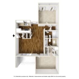 2 beds, 2 baths, 934 sqft, $1,405