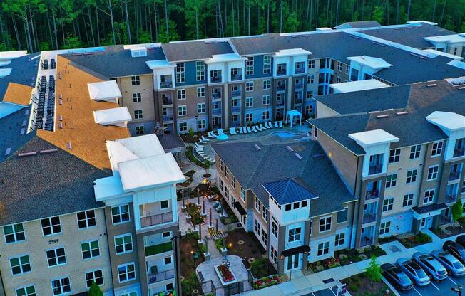 Aerial View of Pointe at Lake CrabTree in North Carolina Apartments