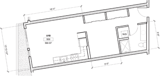 1 bed, 1 bath, 573 sqft, $1,993
