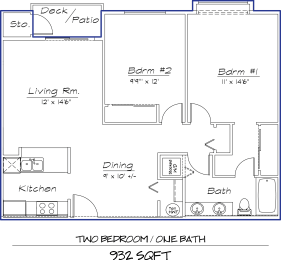 2 beds, 1 bath, 932 sqft, $2,080
