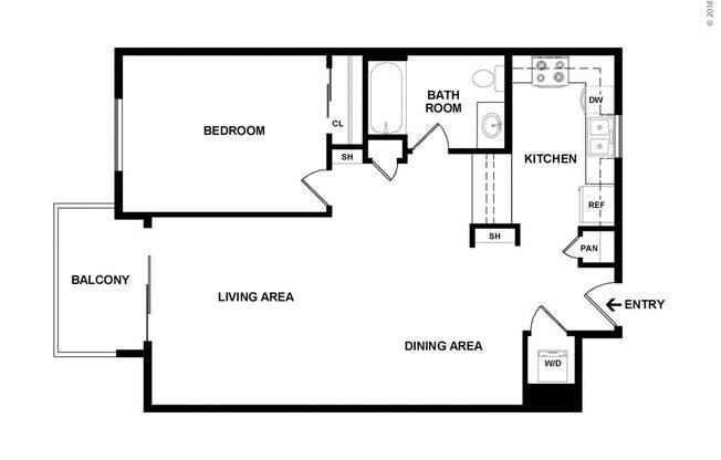 1 bed, 1 bath, 784 sqft, $2,600