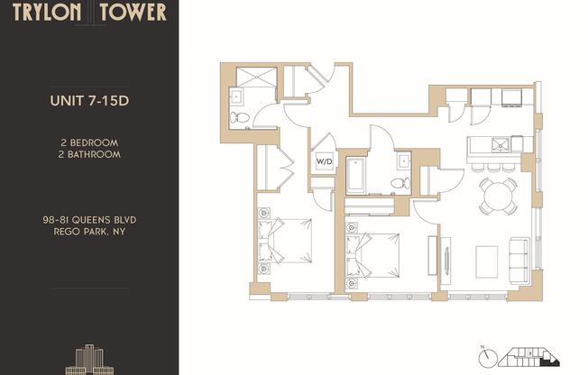 2 beds, 2 baths, 898 sqft, $5,195, Unit 9D