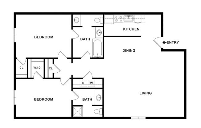 2 beds, 2 baths, 1,088 sqft, $1,701