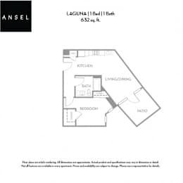 1 bed, 1 bath, 632 sqft, $3,503