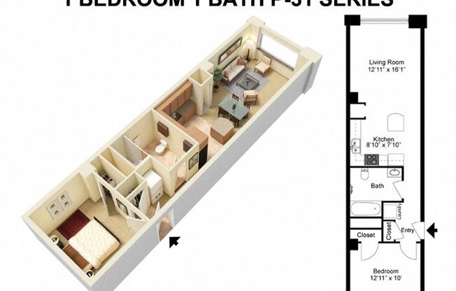 1 bed, 1 bath, 1,495 sqft, $1,637