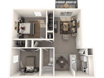 2 beds, 1 bath, 856 sqft, $875