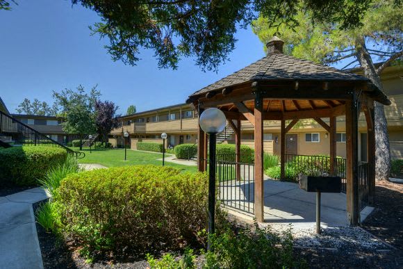  Outdoor Space with Gazebo, Grass and Tress