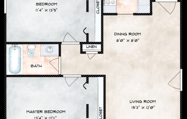2 beds, 1 bath, 900 sqft, $1,405