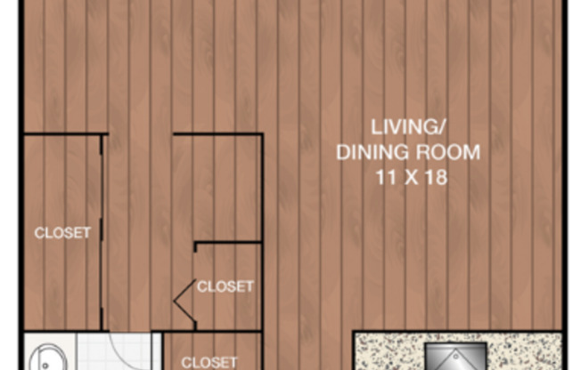 Studio, 1 bath, 530 sqft, $1,407, Unit 1608